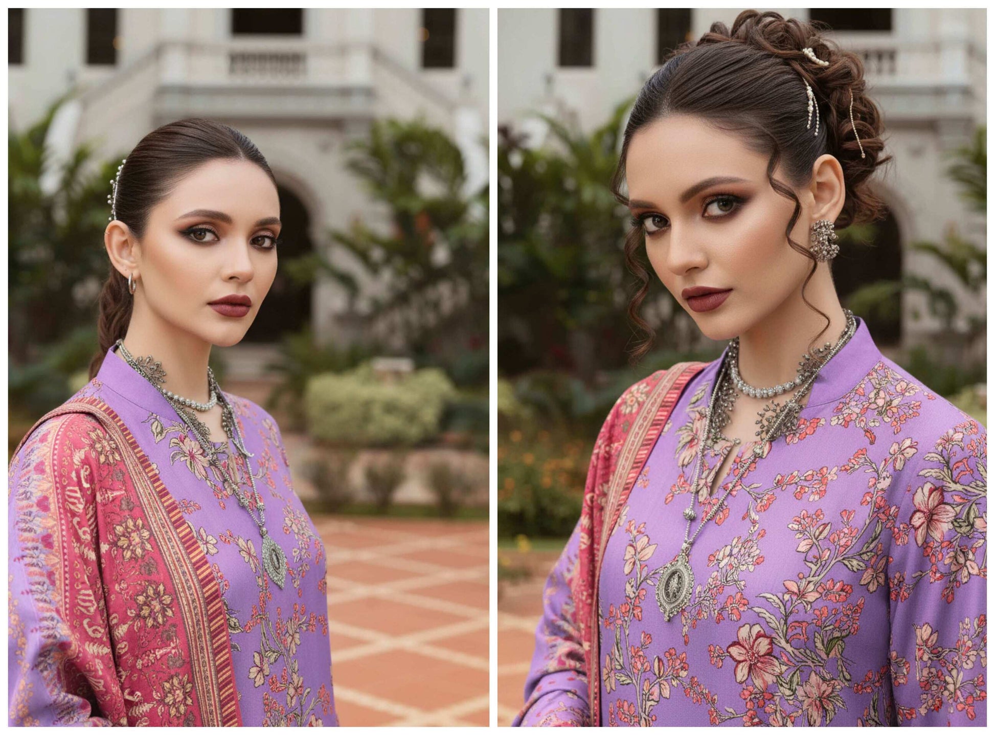 Lavender Bloom 3-piece printed lawn suit by My Store, featuring a traditional design with floral patterns and matching fabric pieces.