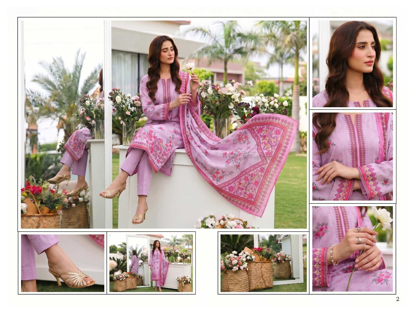 Blush pink floral 3-piece lawn suit from My Store's summer collection, featuring a floral print fabric and elegant design.