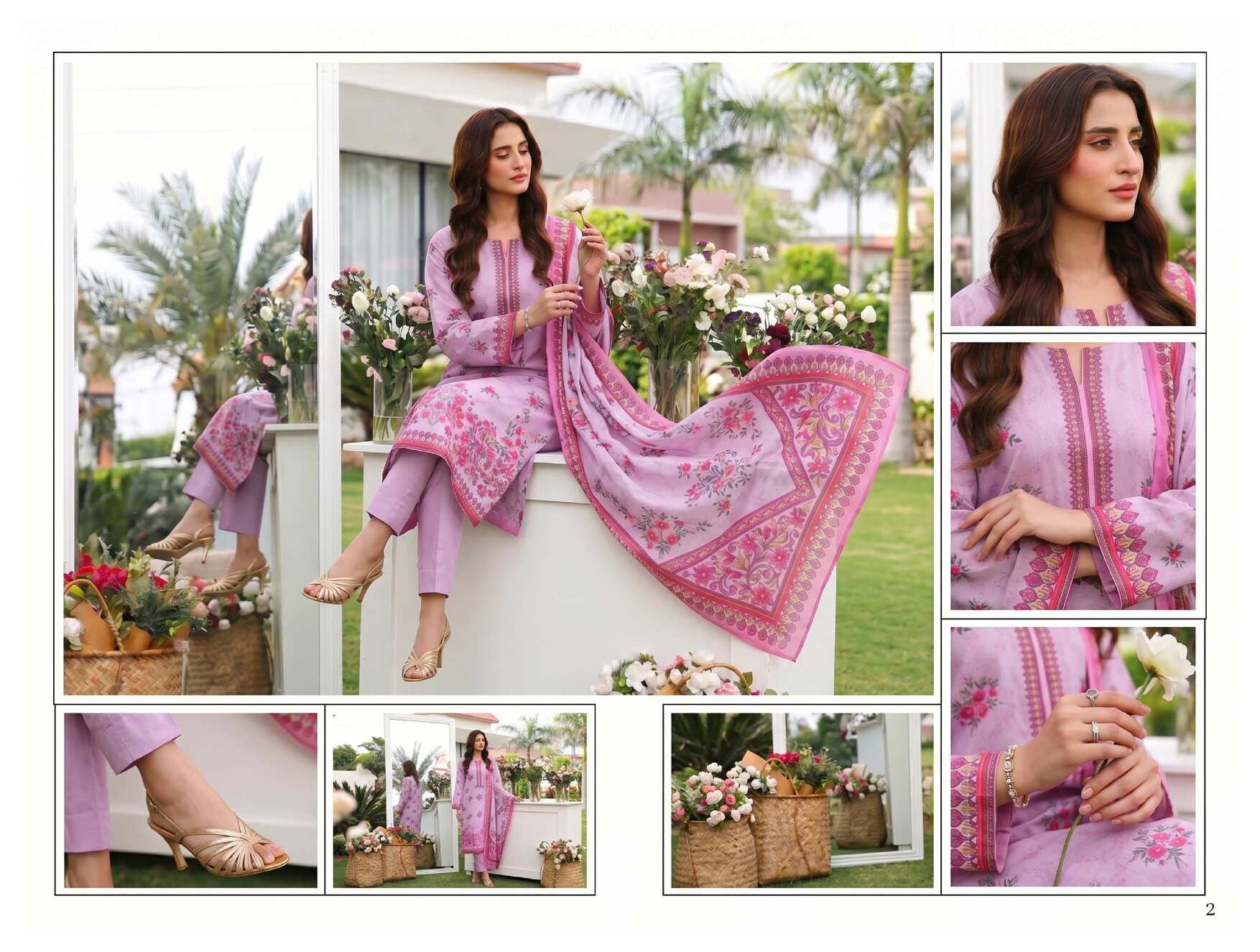 Blush pink floral 3-piece lawn suit from My Store's summer collection, featuring a floral print fabric and elegant design.