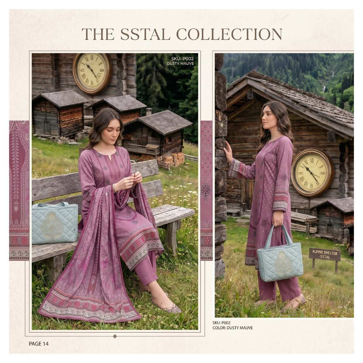 Dusty mauve printed 3-piece suit from the SS TAL Collection by My Store, featuring elegant tailored design and floral print details.